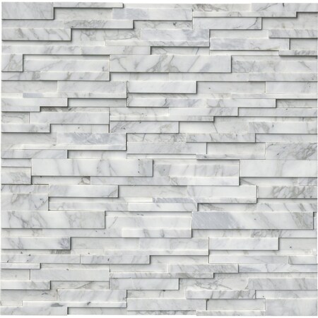 Msi Calacatta Cressa 3D Ledger Panel 6 In. X 24 In. Honed Marble Wall Tile, 6PK ZOR-PNL-0022
